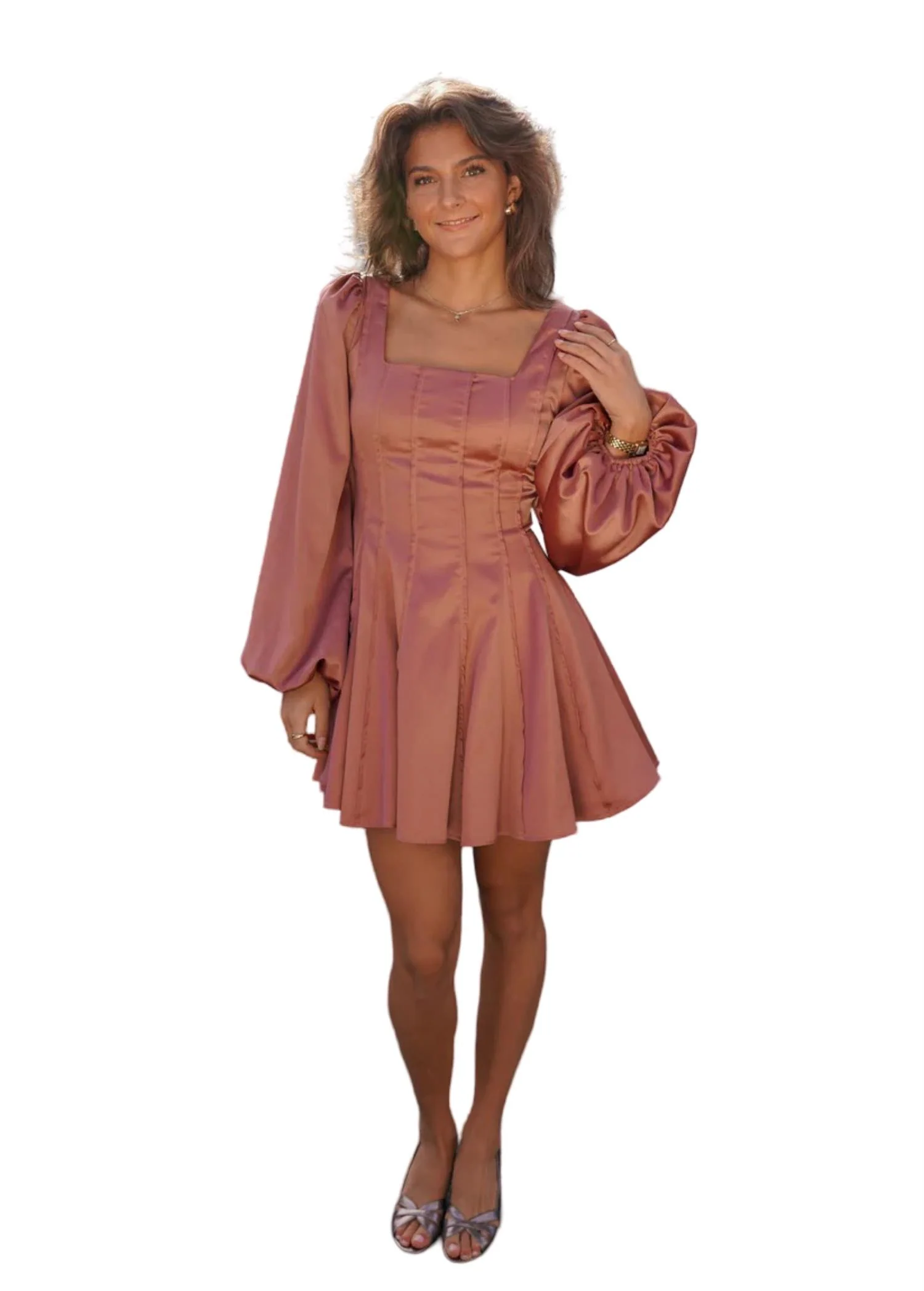 Old Pink Sophie Dress satin - Image 2