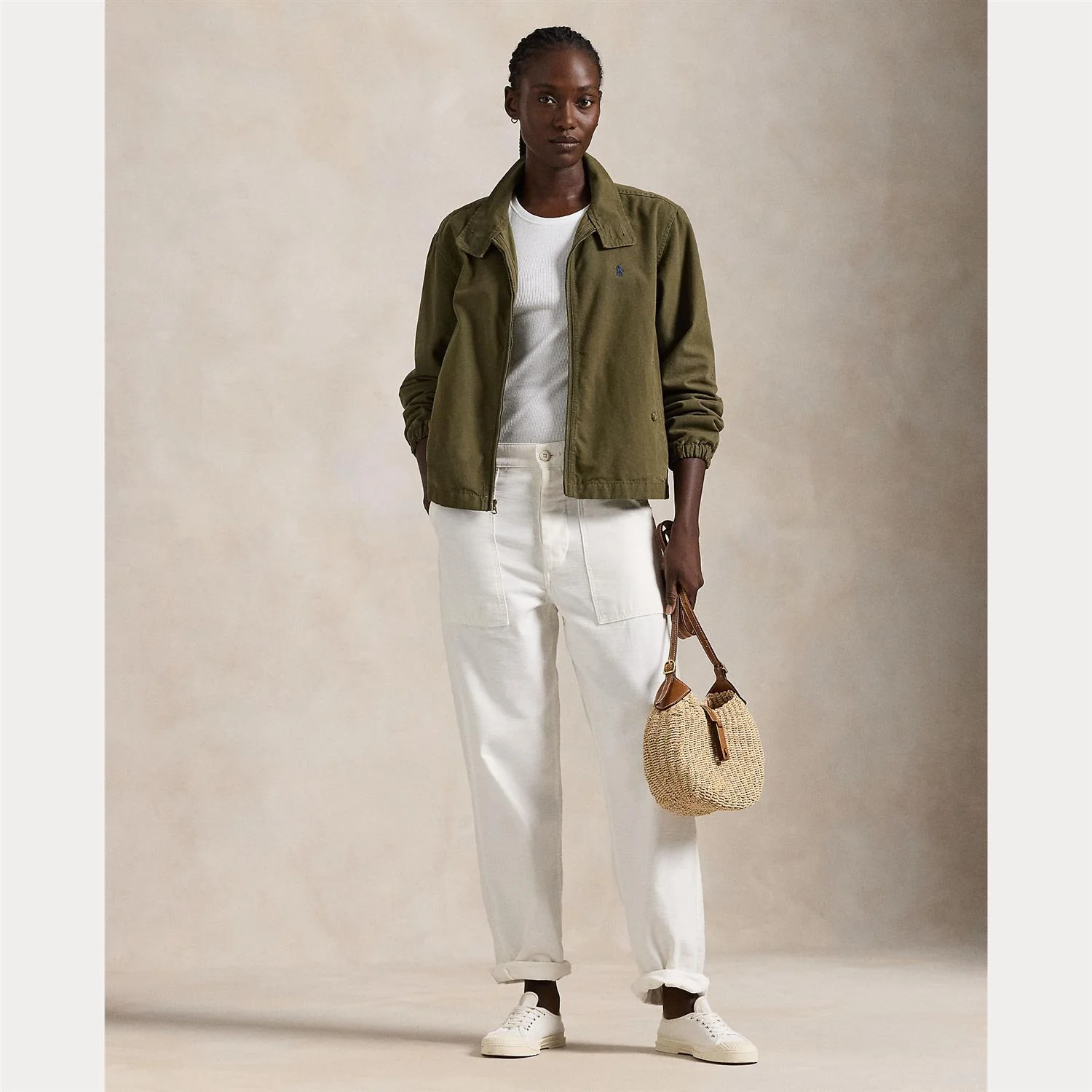 Olive Cotton Canvas Jacket - Image 3
