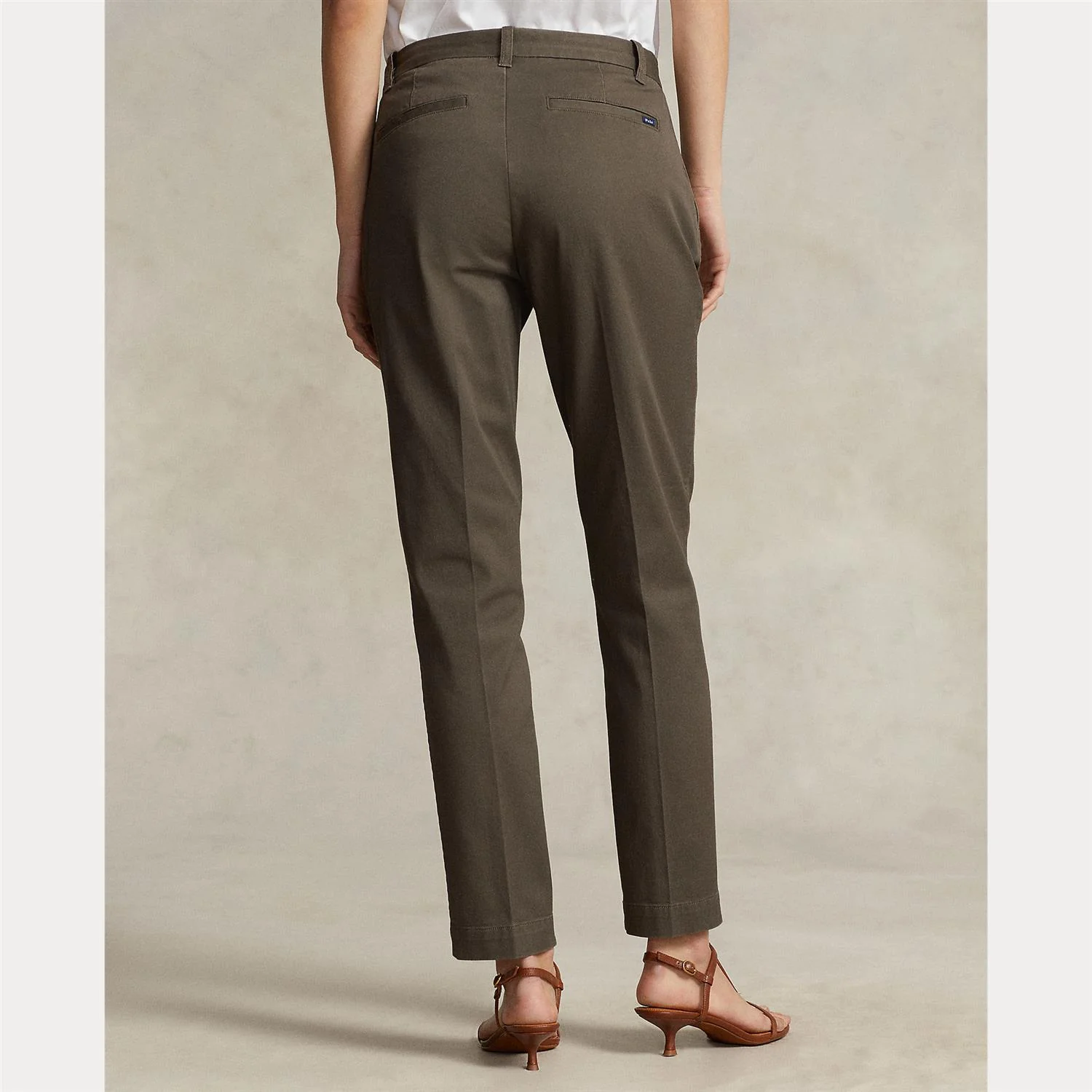 Olive Cropped Slim Fit Twill Chino Pant - Image 4