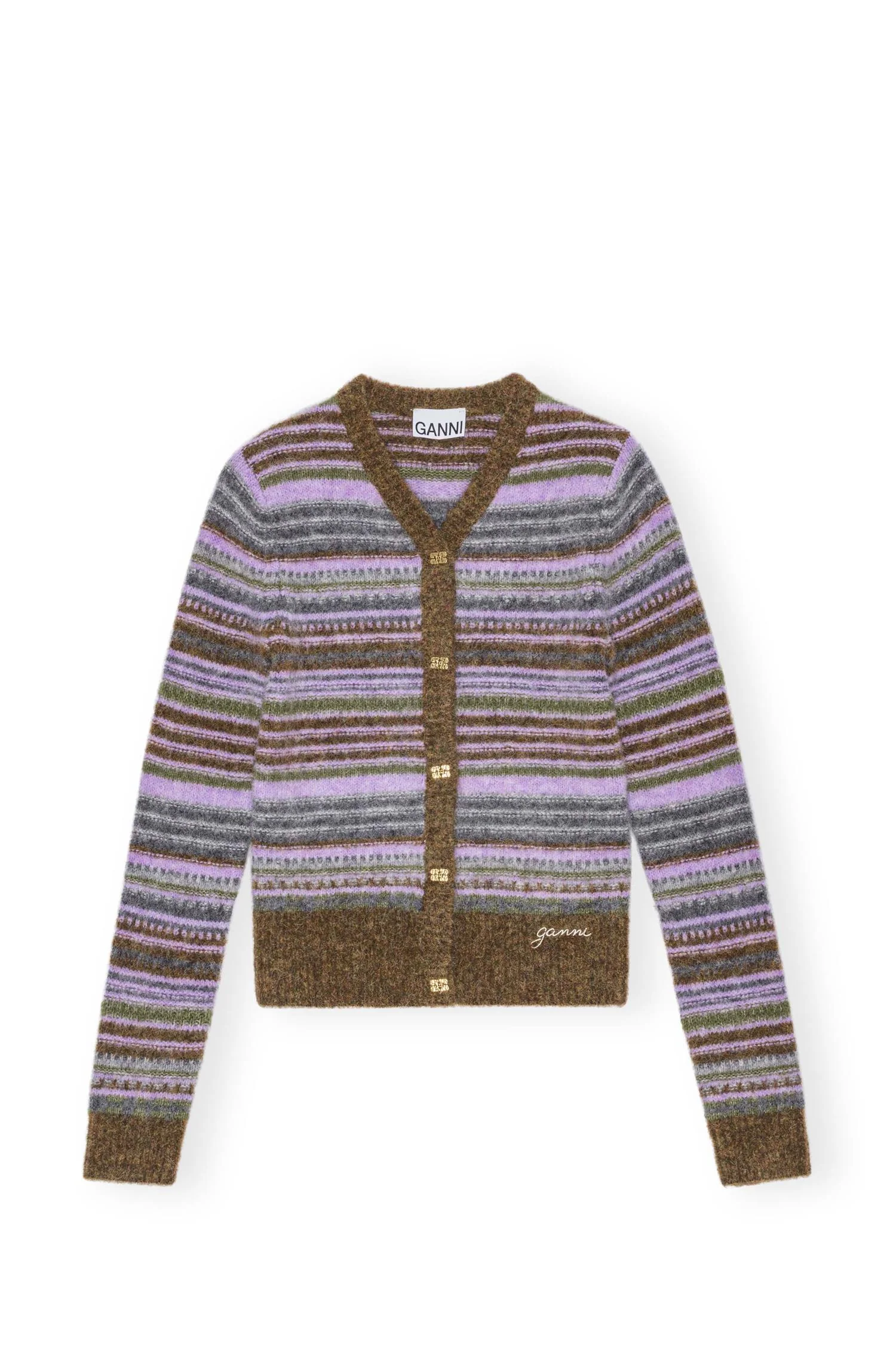 Olive Soft Wool Stripe Cardigan