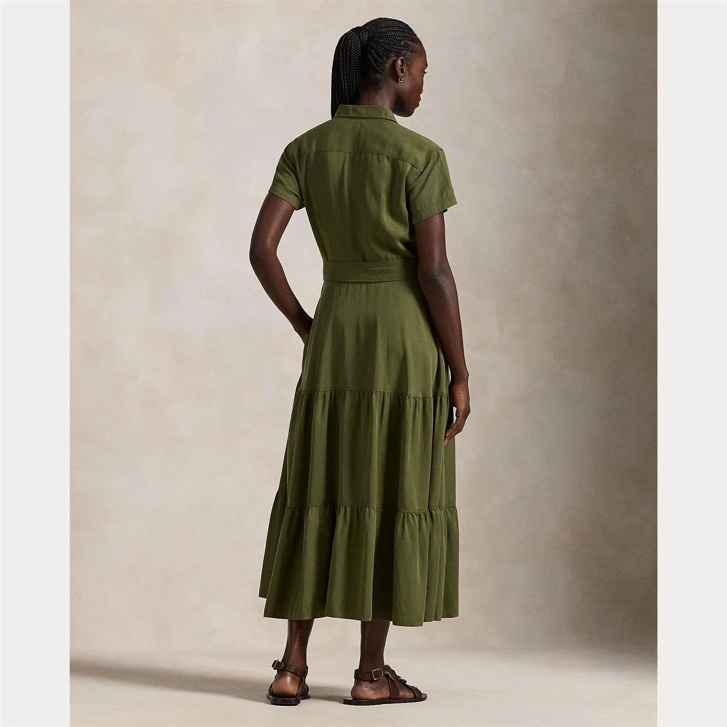 Oliven Belted Tiered Shirtdress - Image 4