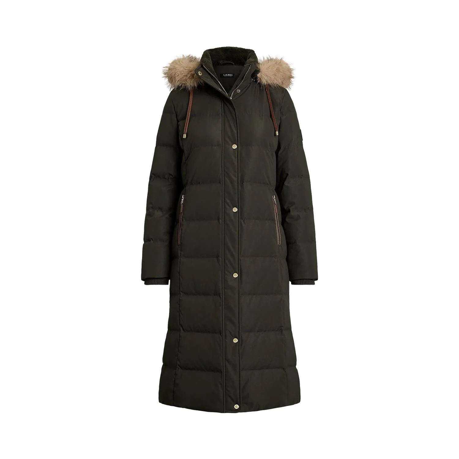 Oliven Hooded Down Coat Fake Fur