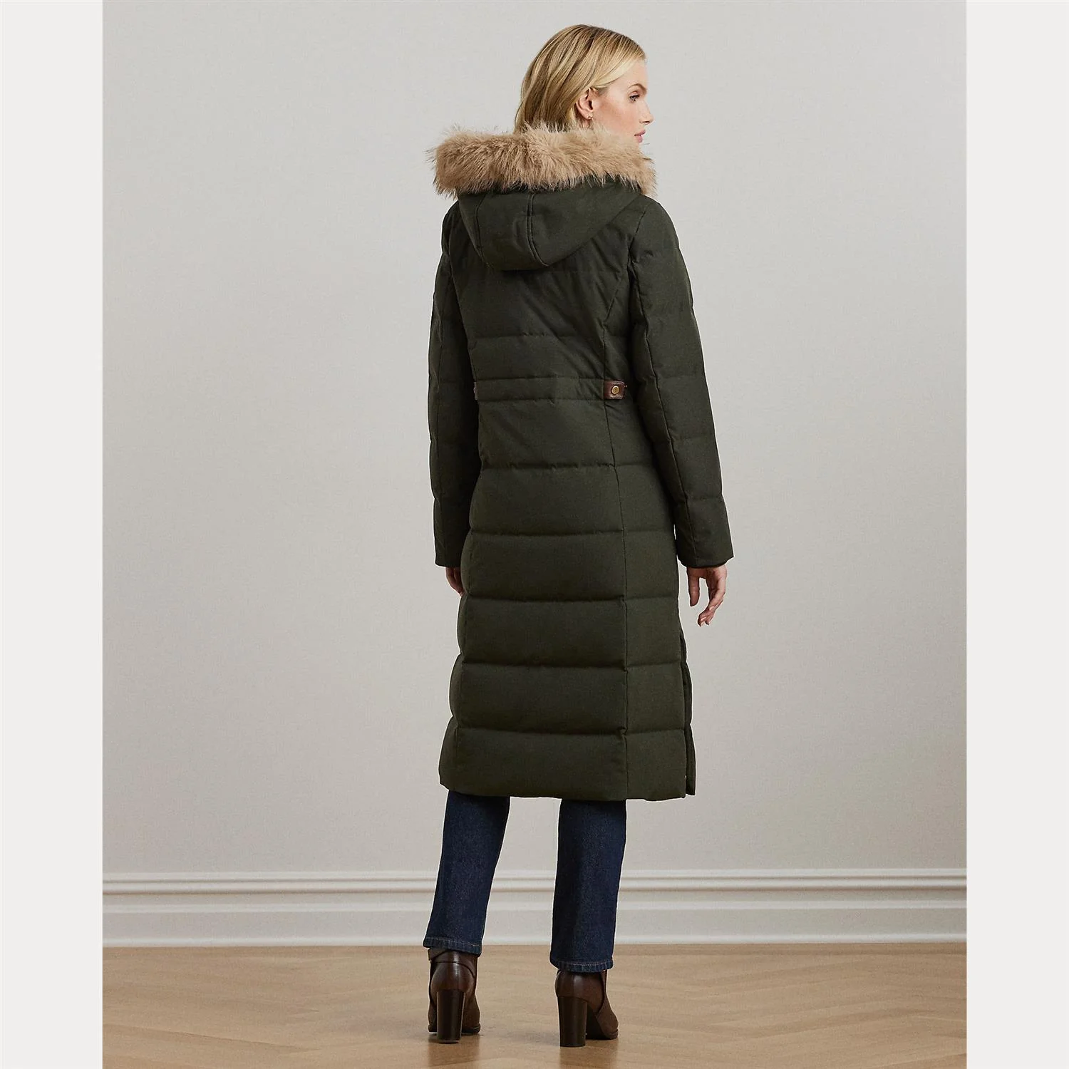 Oliven Hooded Down Coat Fake Fur - Image 3