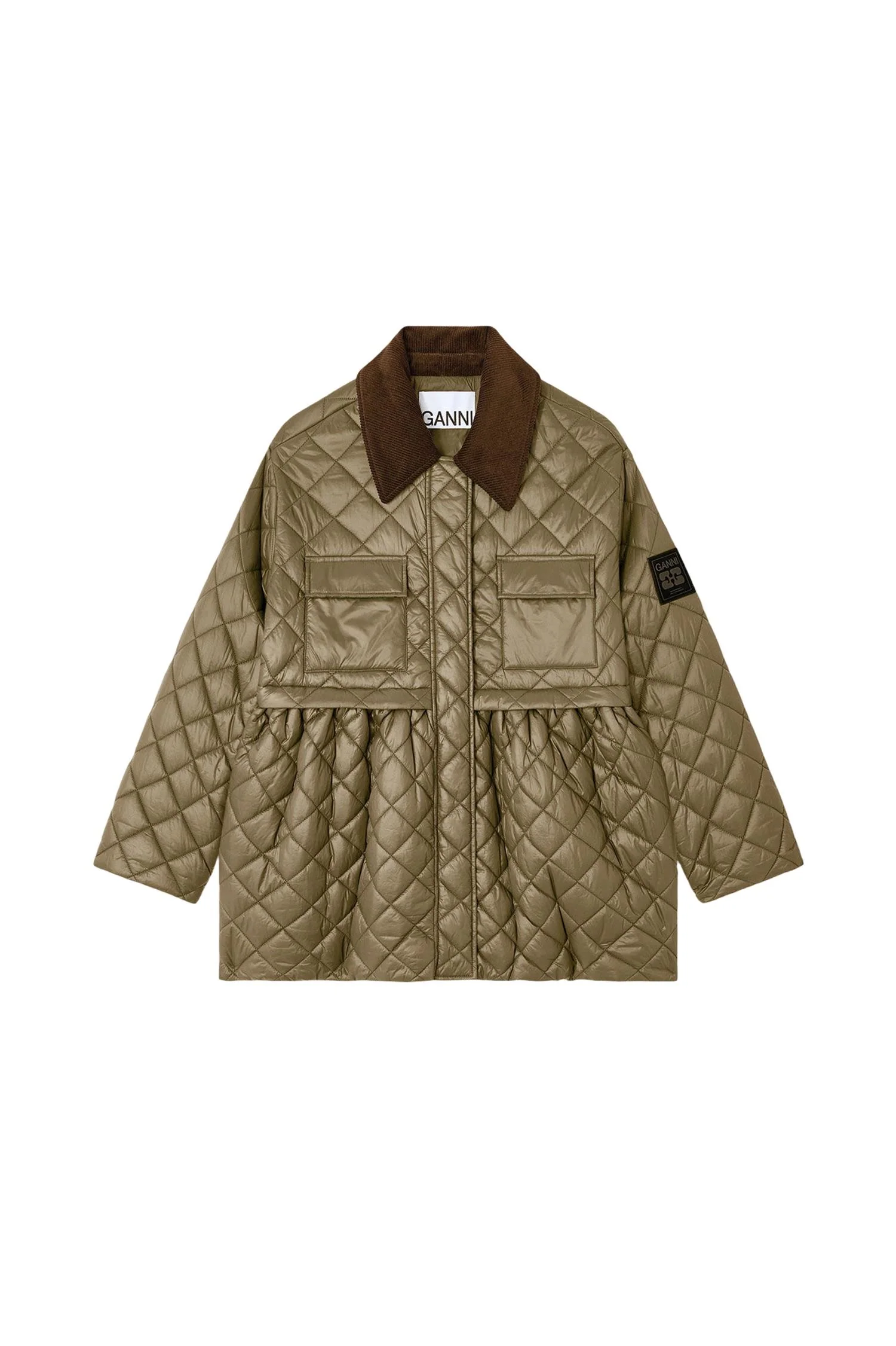Oliven Shiny Quilt Midi Jacket