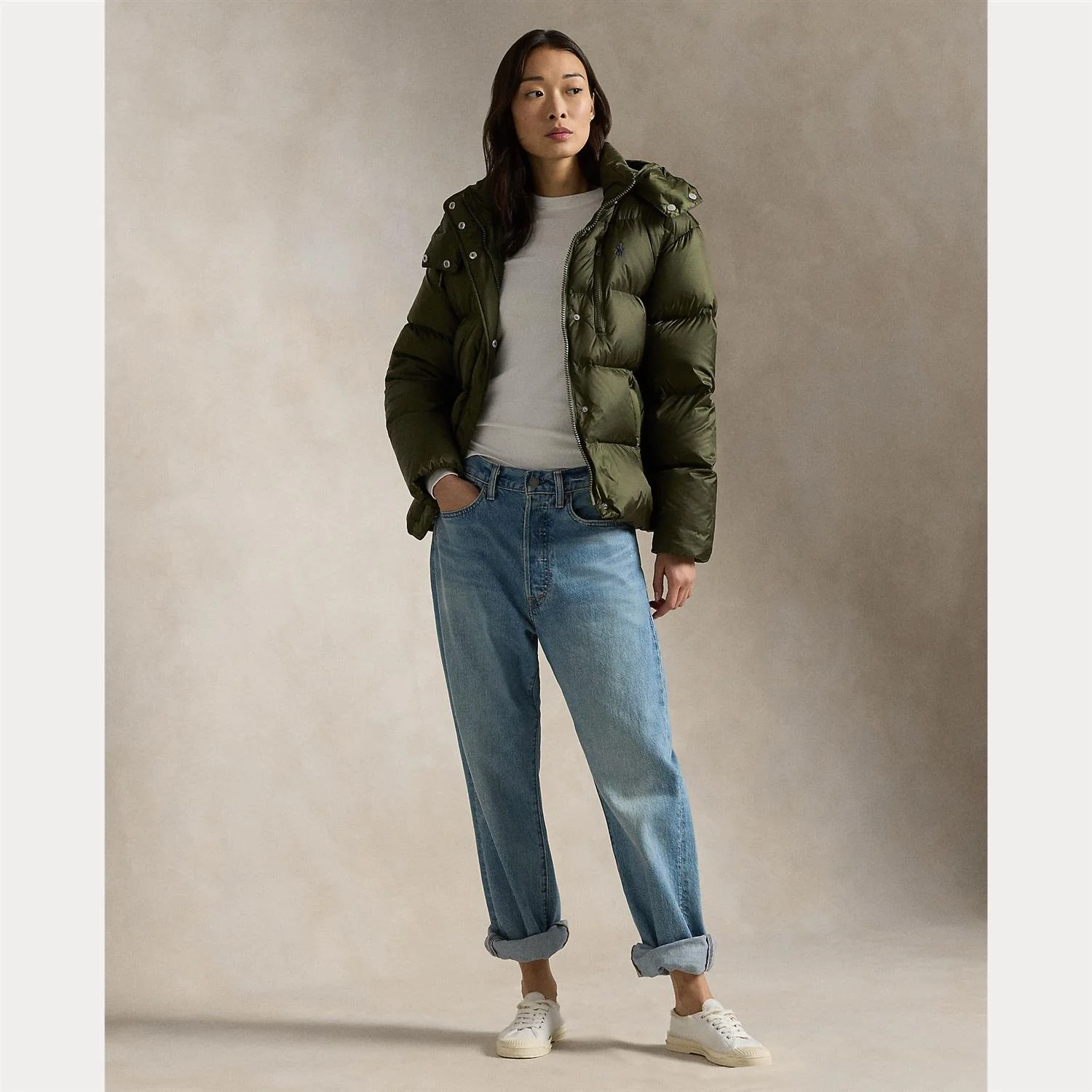 Oliven Water-repellent Quilted Down Jacket - Image 3