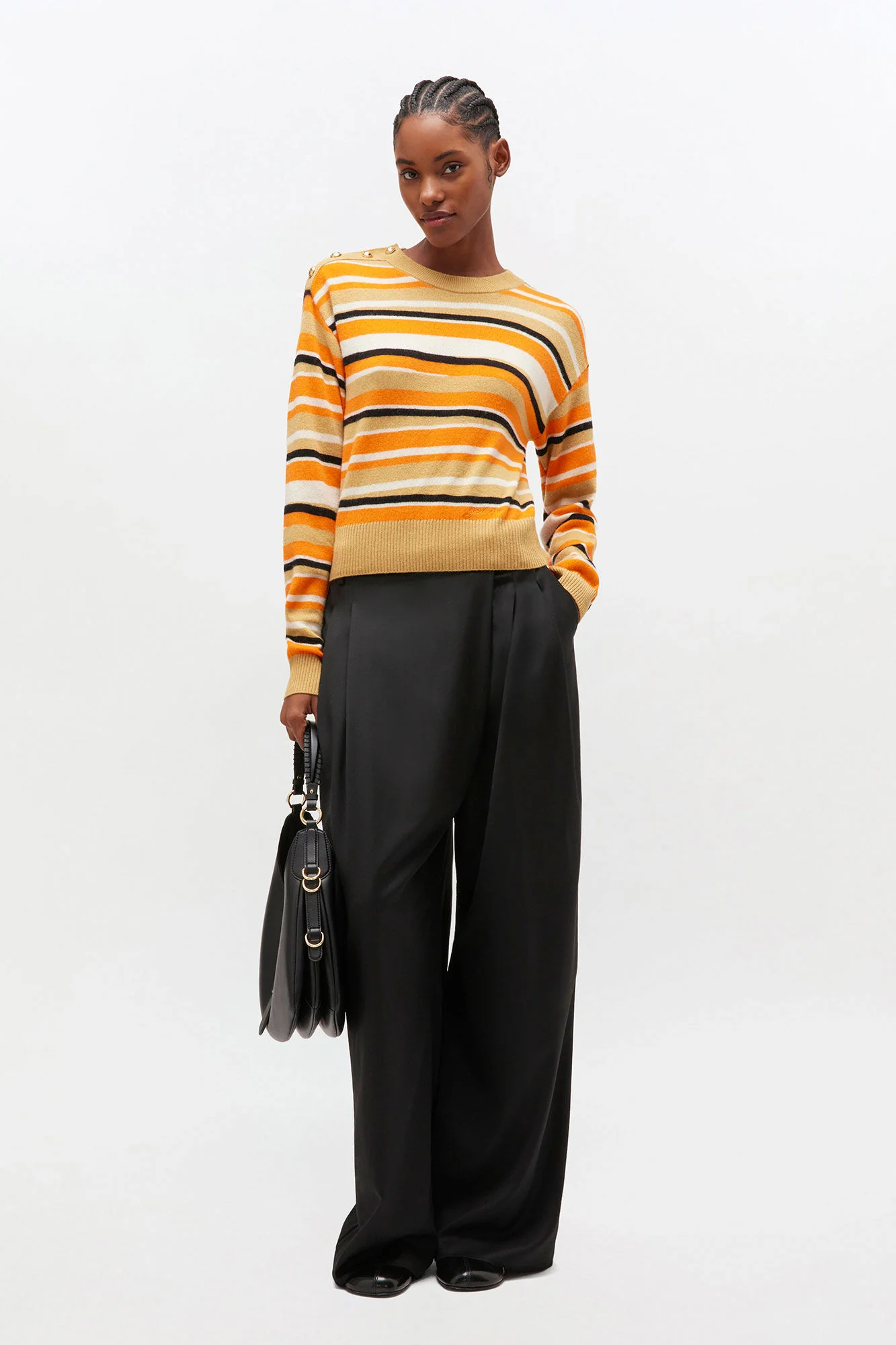 Orange Distressed Stripe Cashmere Sweater - Image 3