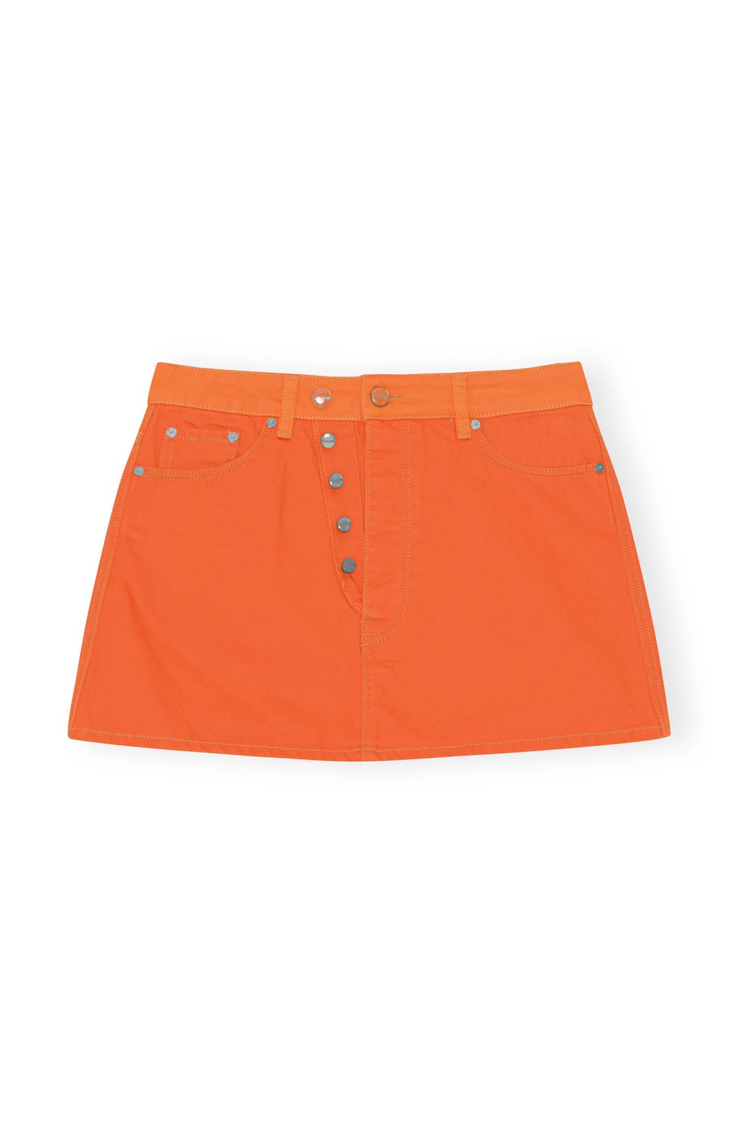Orange Overdyed Cutline Denim Mini skirt