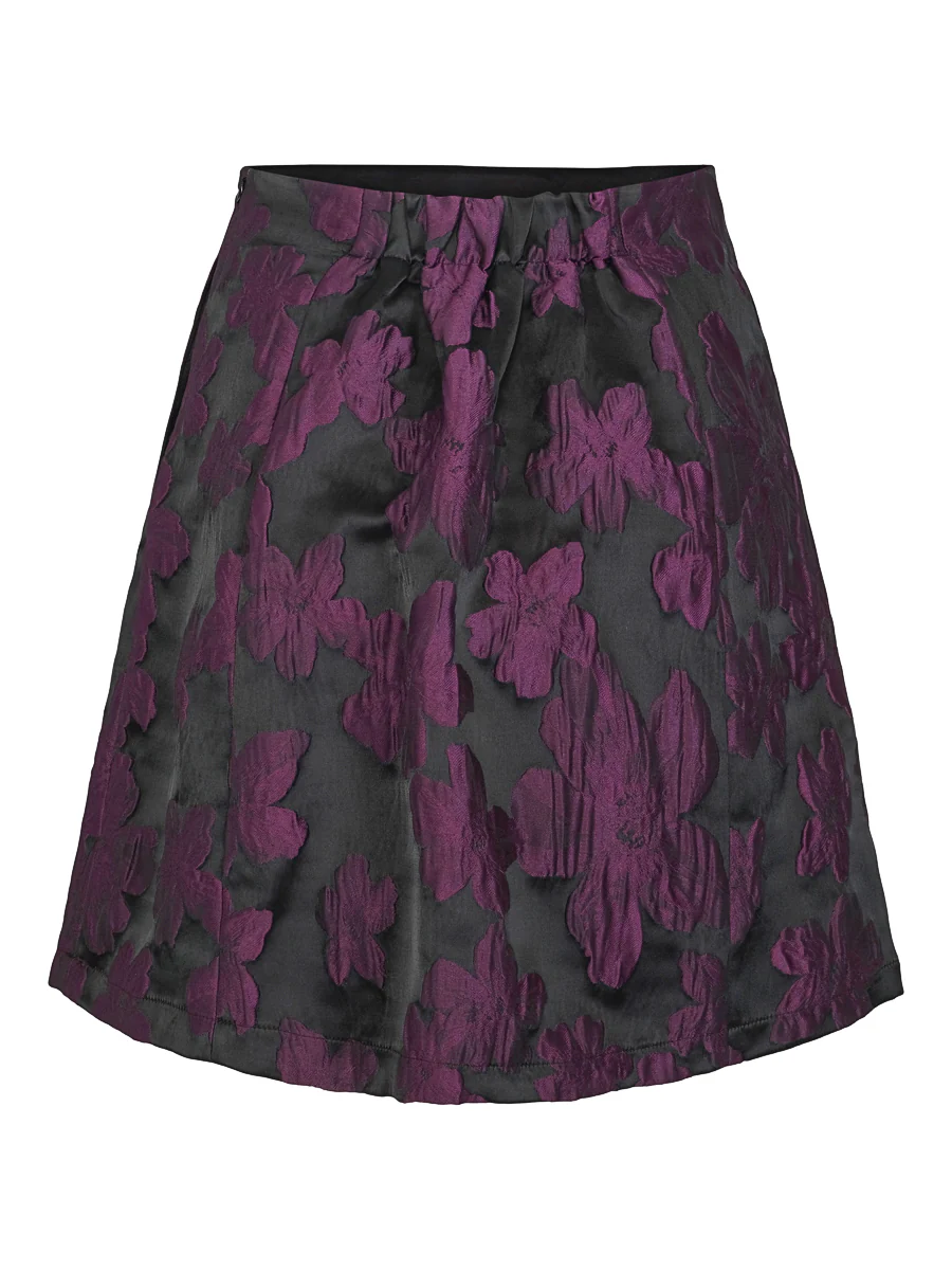 Plum Jacquard Wide Skirt - Image 3