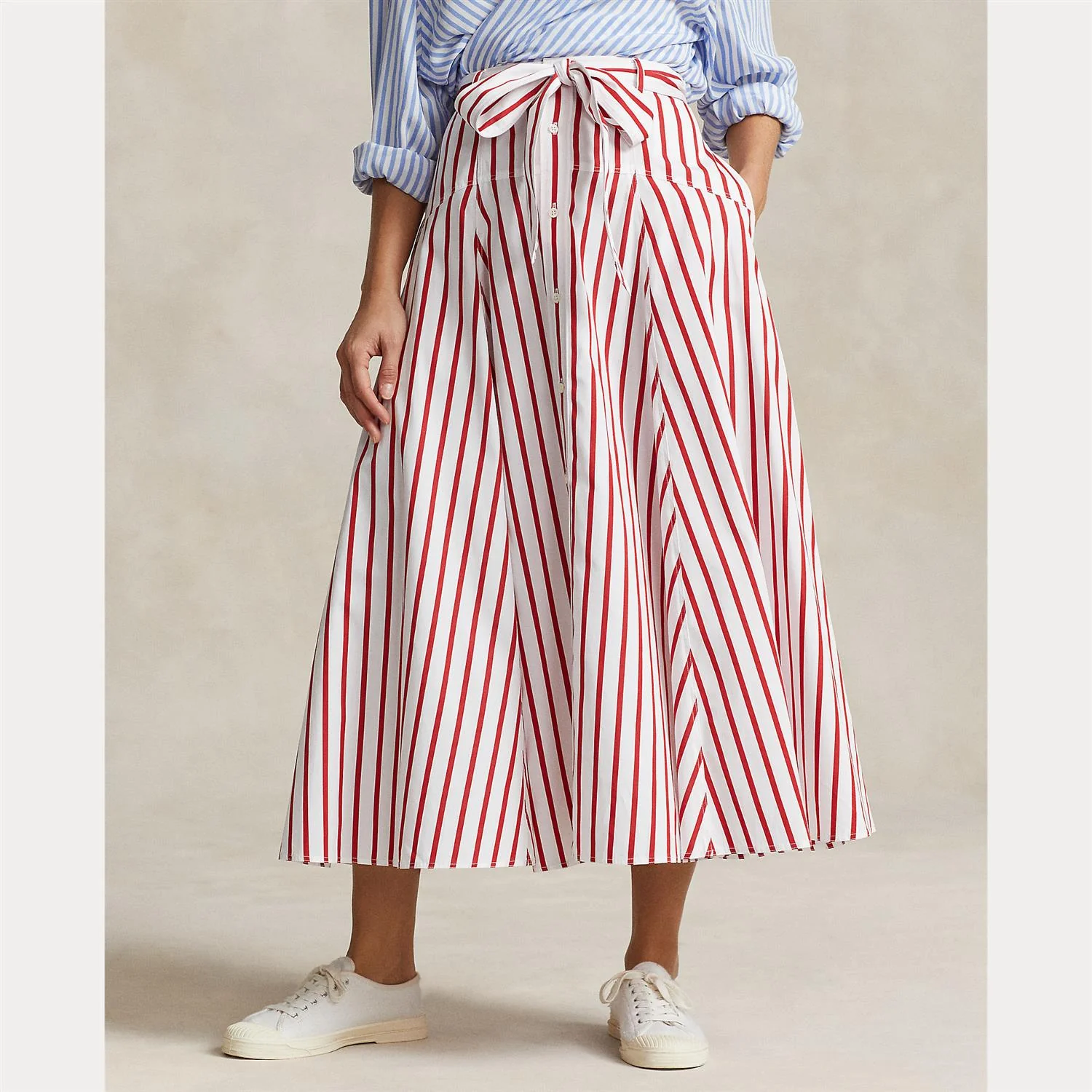 Rødt/hvitt A-line skirt - Image 3