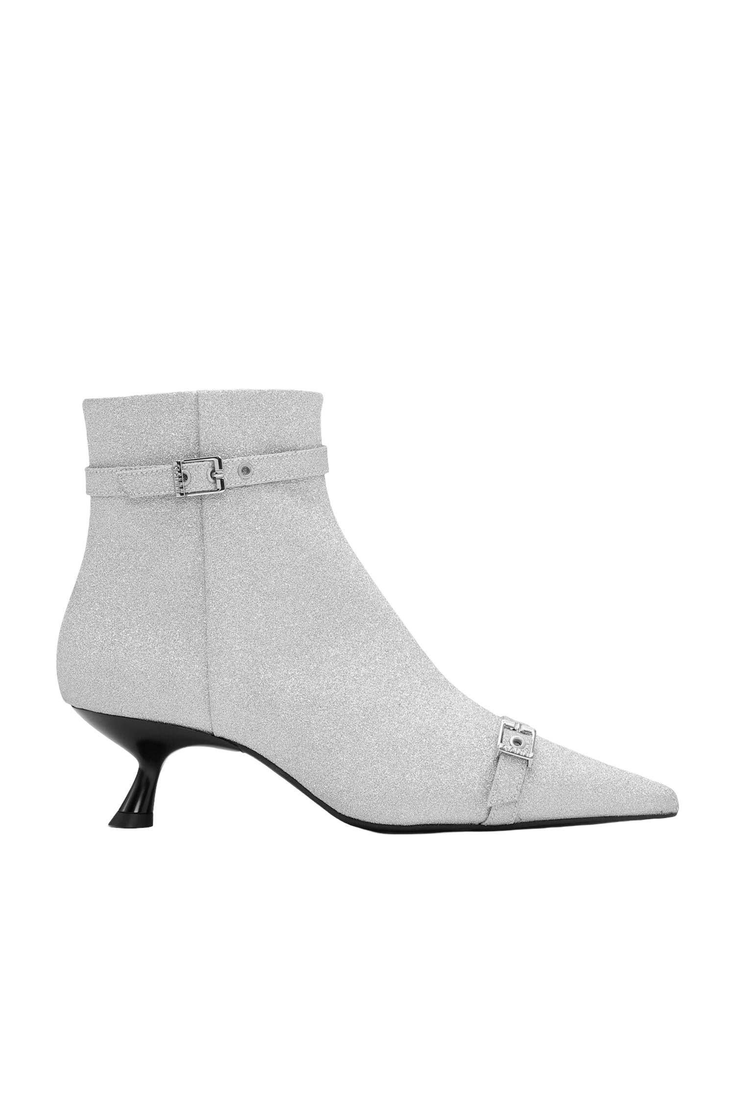 Sølv Eyelets Kitten Heel Boot Glitter