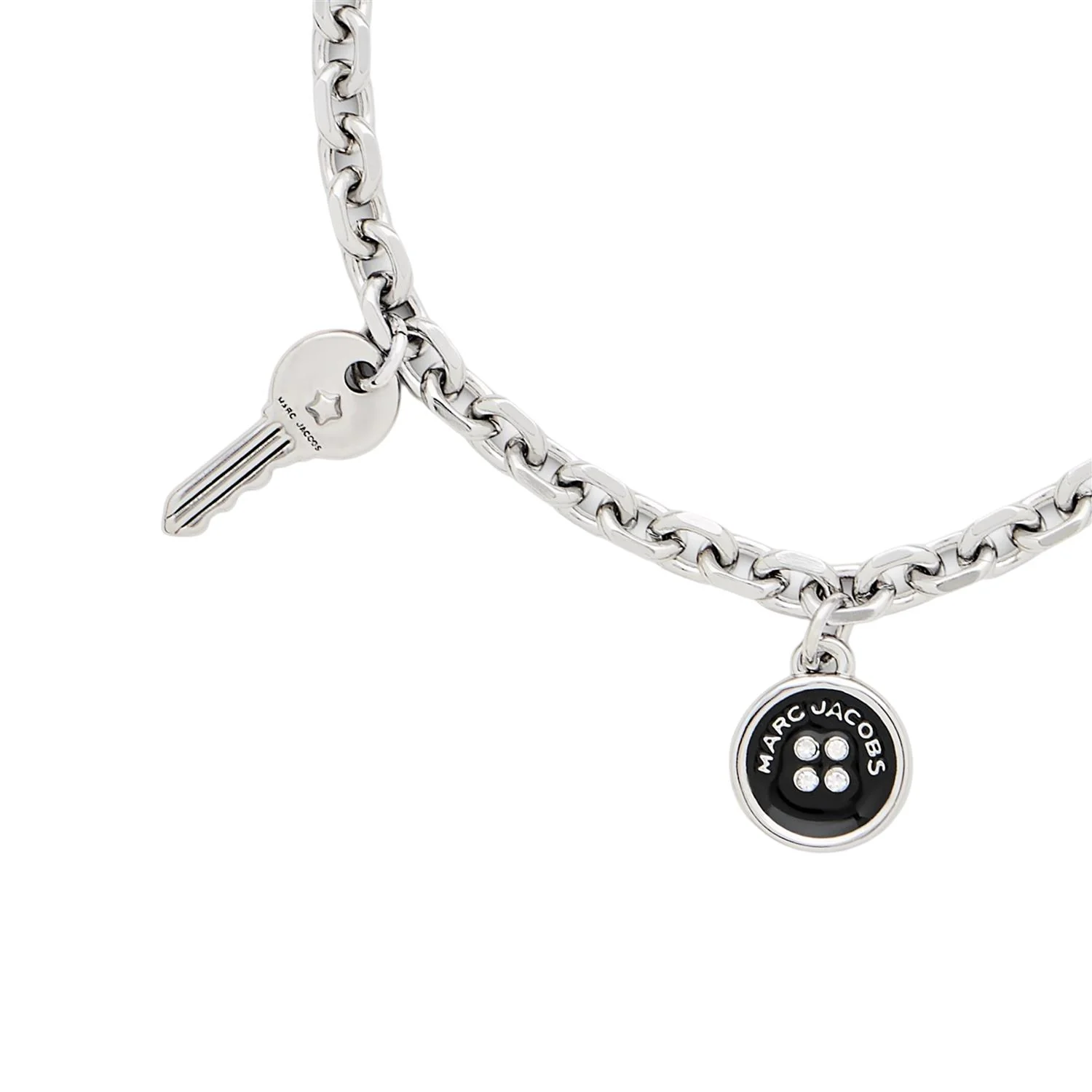 Sølv/Sort Button Charm Bracelet - Image 3