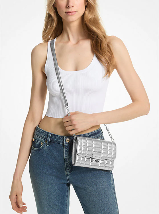Sølv Tribeca Metallic Leather Crossbody bag - Image 2