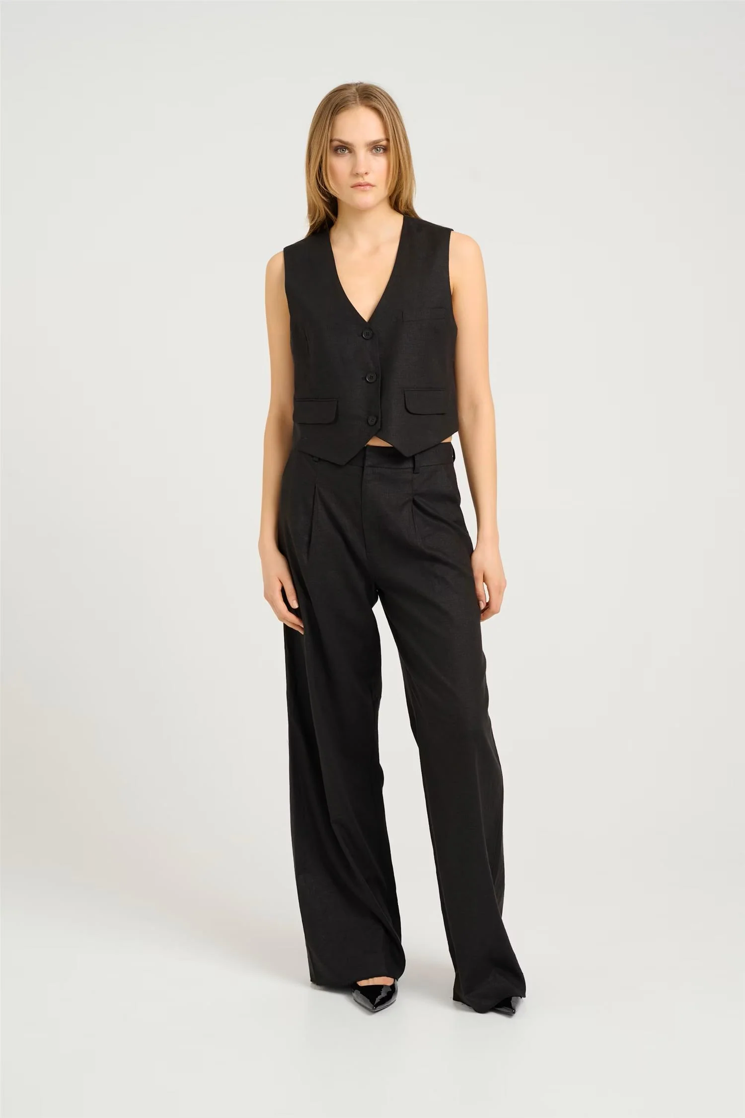 Sort ElarahGZ linen HW pants - Image 2