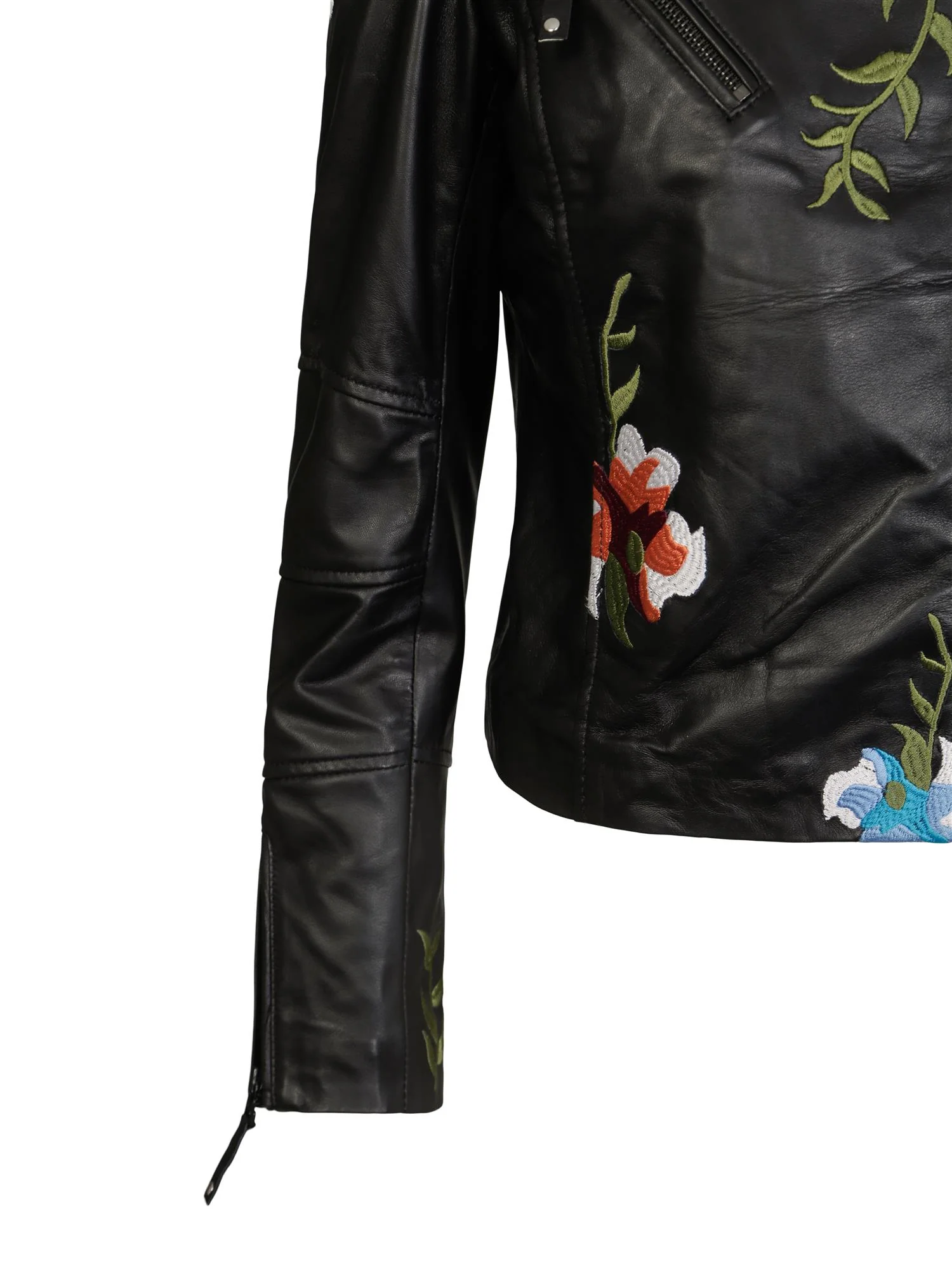 Sort Embroidery Leather Jacket - Image 2