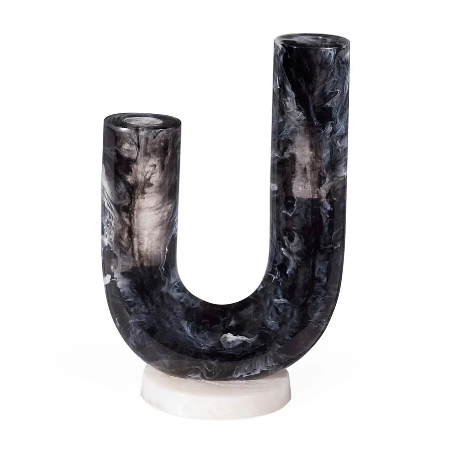 Sort/Hvit Mustique Double Tube Vase - Image 4