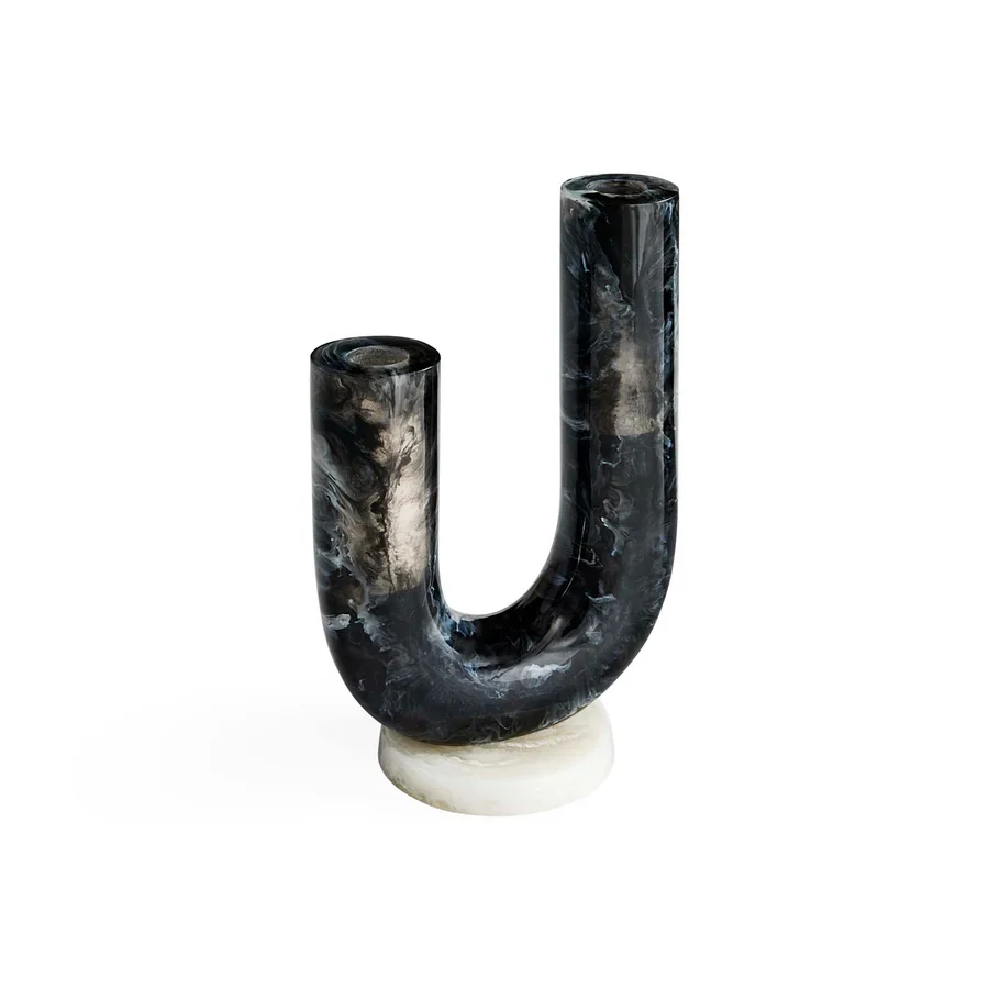 Sort/Hvit Mustique Double Tube Vase - Image 6