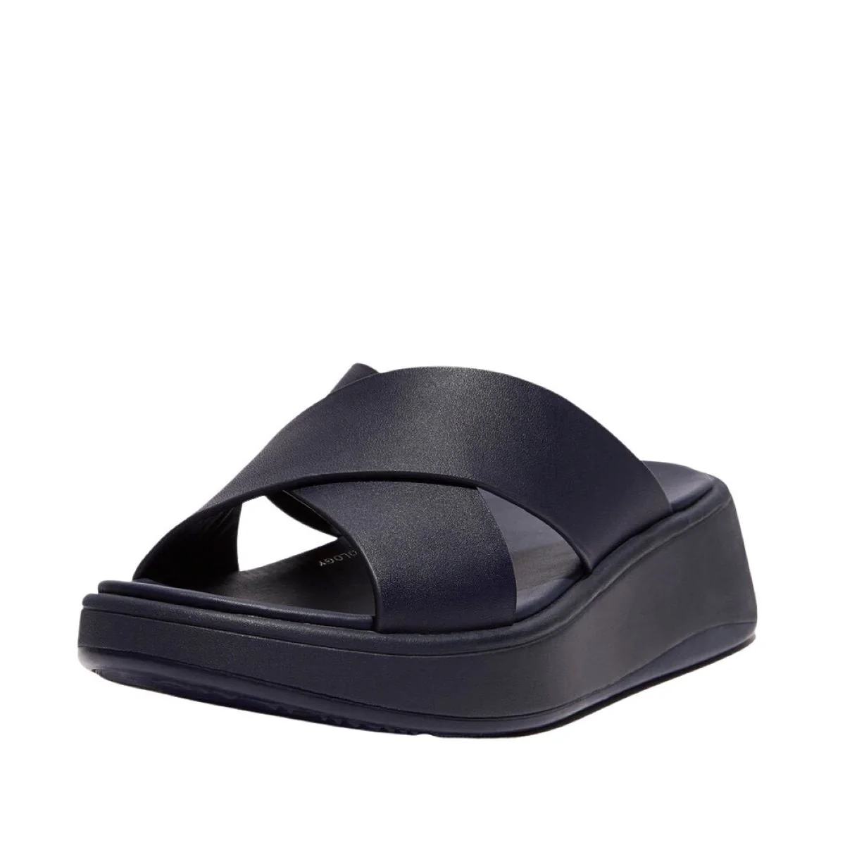 Sort Leather Platform Cross Slide sandal