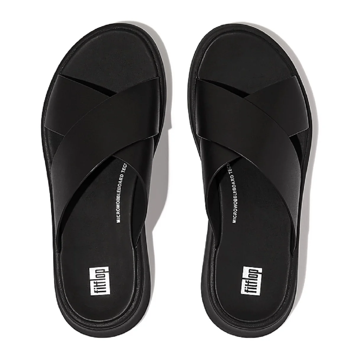 Sort Leather Platform Cross Slide sandal - Image 3