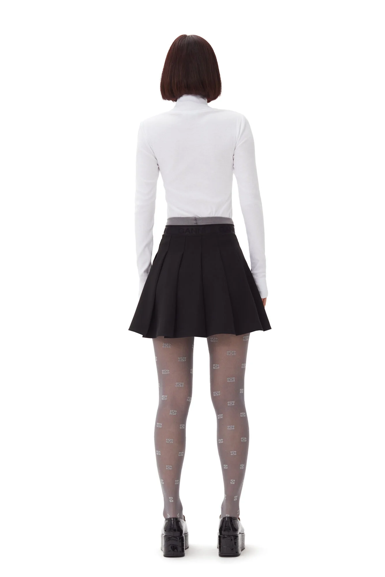 Sort Light Twill Pleated Mini Skirt - Image 5