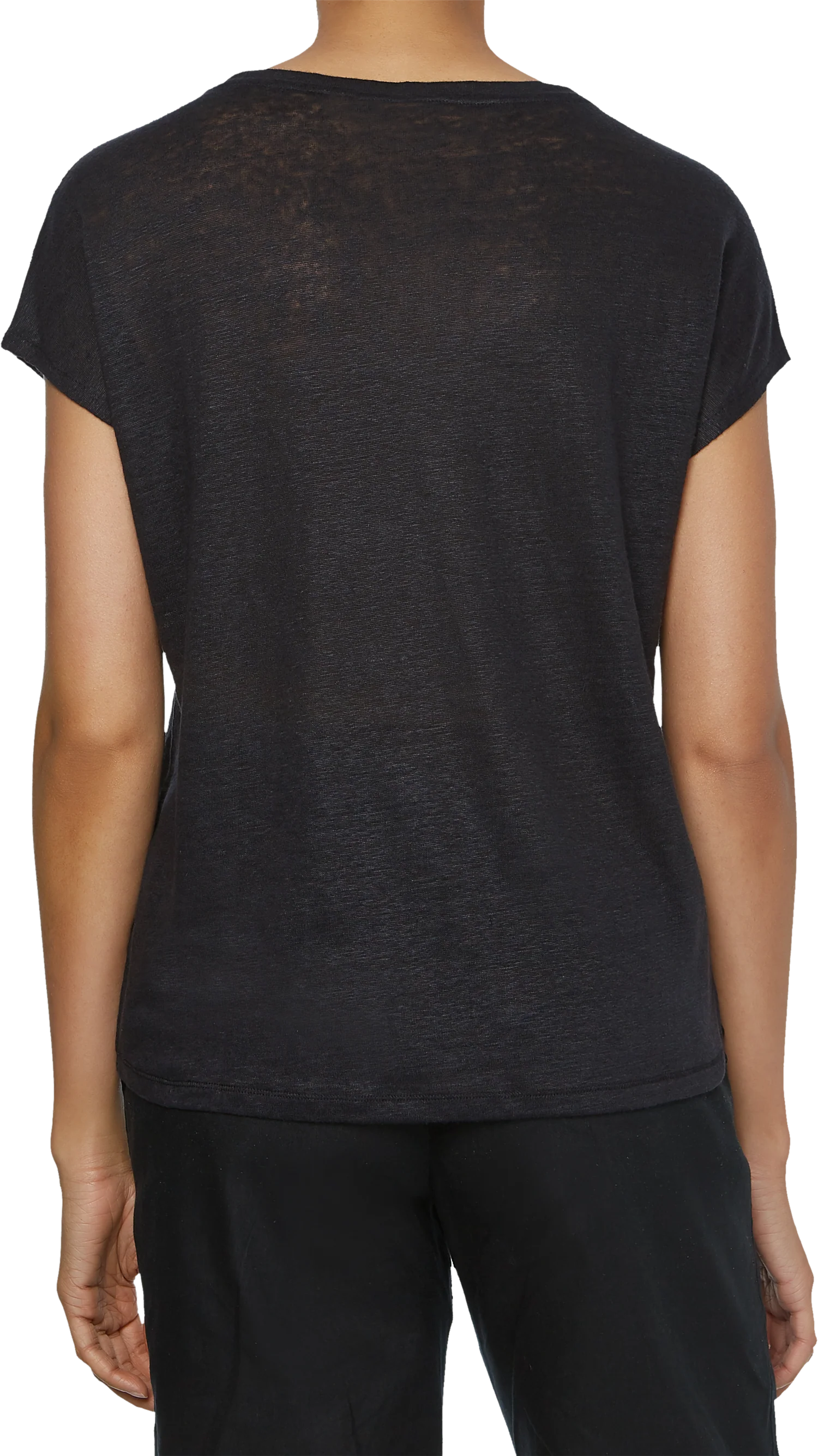 Sort Linen Jersey V-neck Top - Image 3