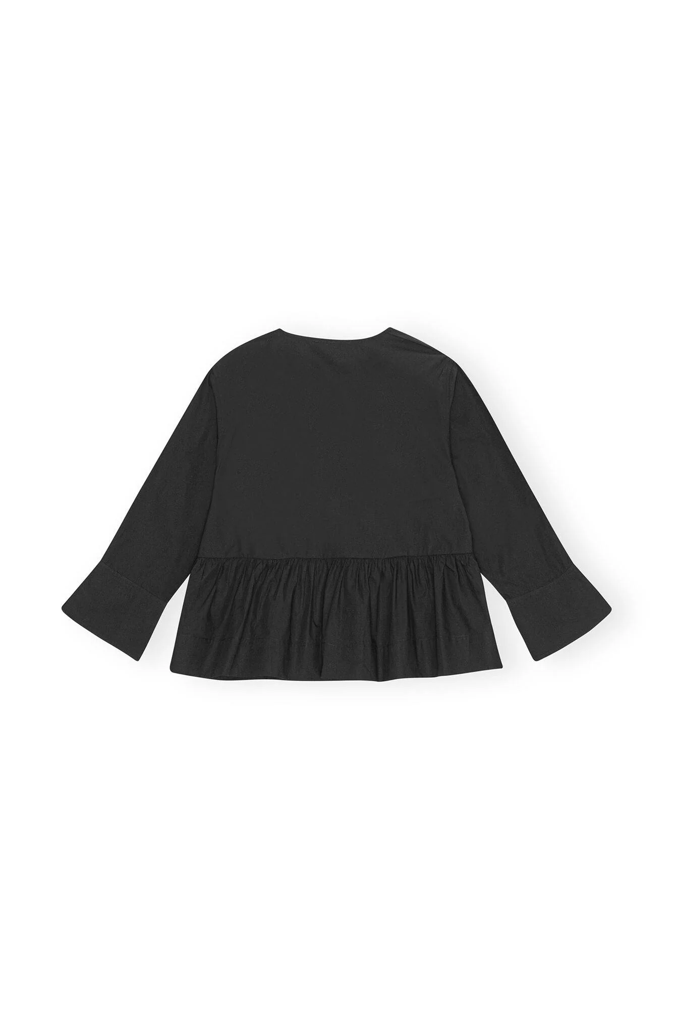 Sort Poplin Tie String Peplum Blouse - Image 6