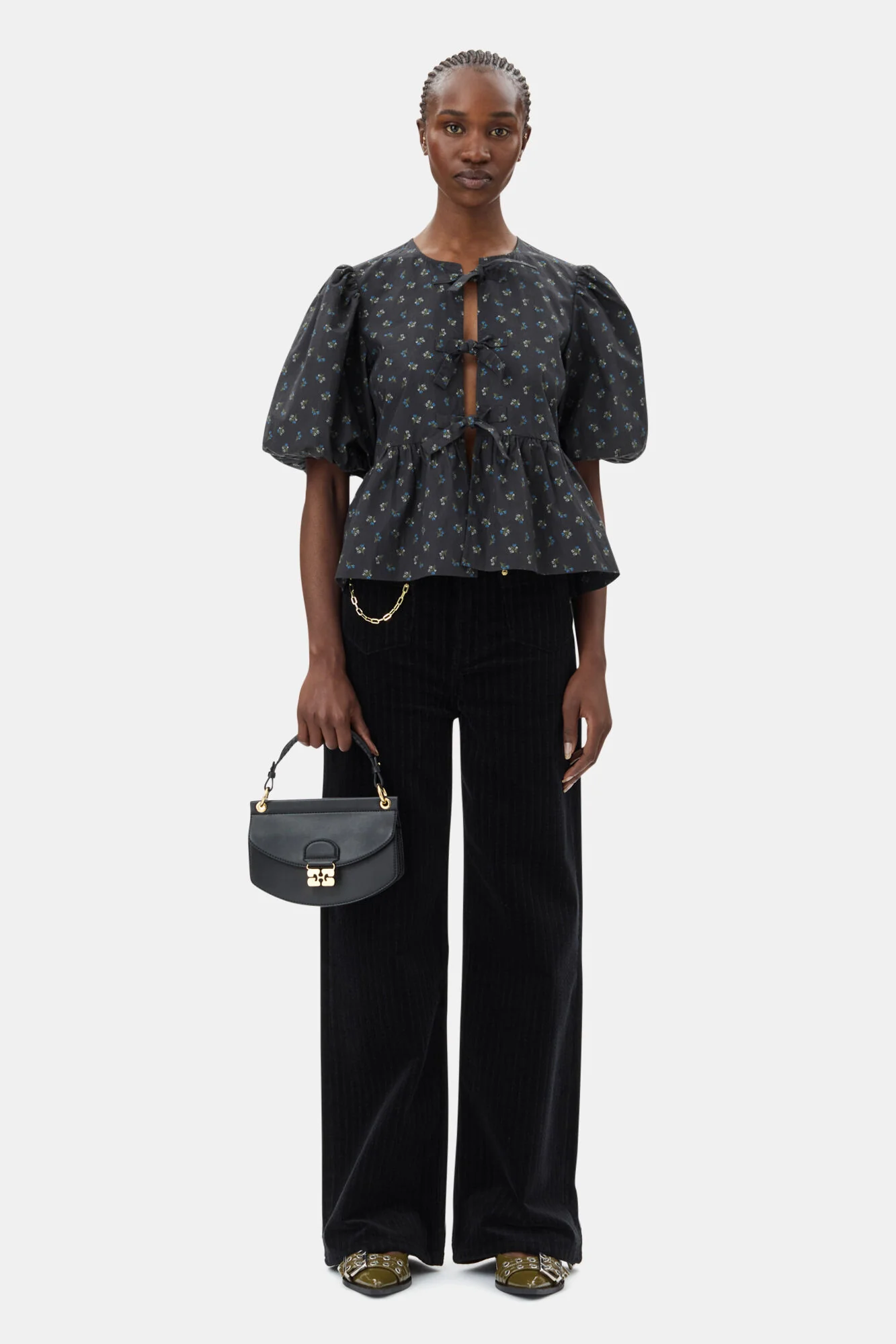 Sort Printed Cotton Peplum Blouse - Image 3