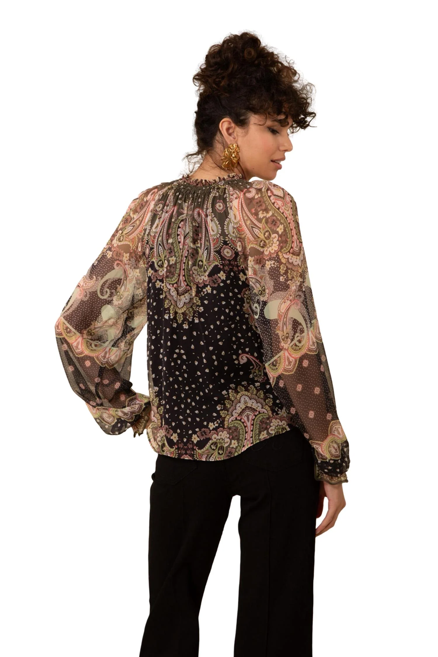 Sort Sabrina Blouse Beaded silk - Image 3