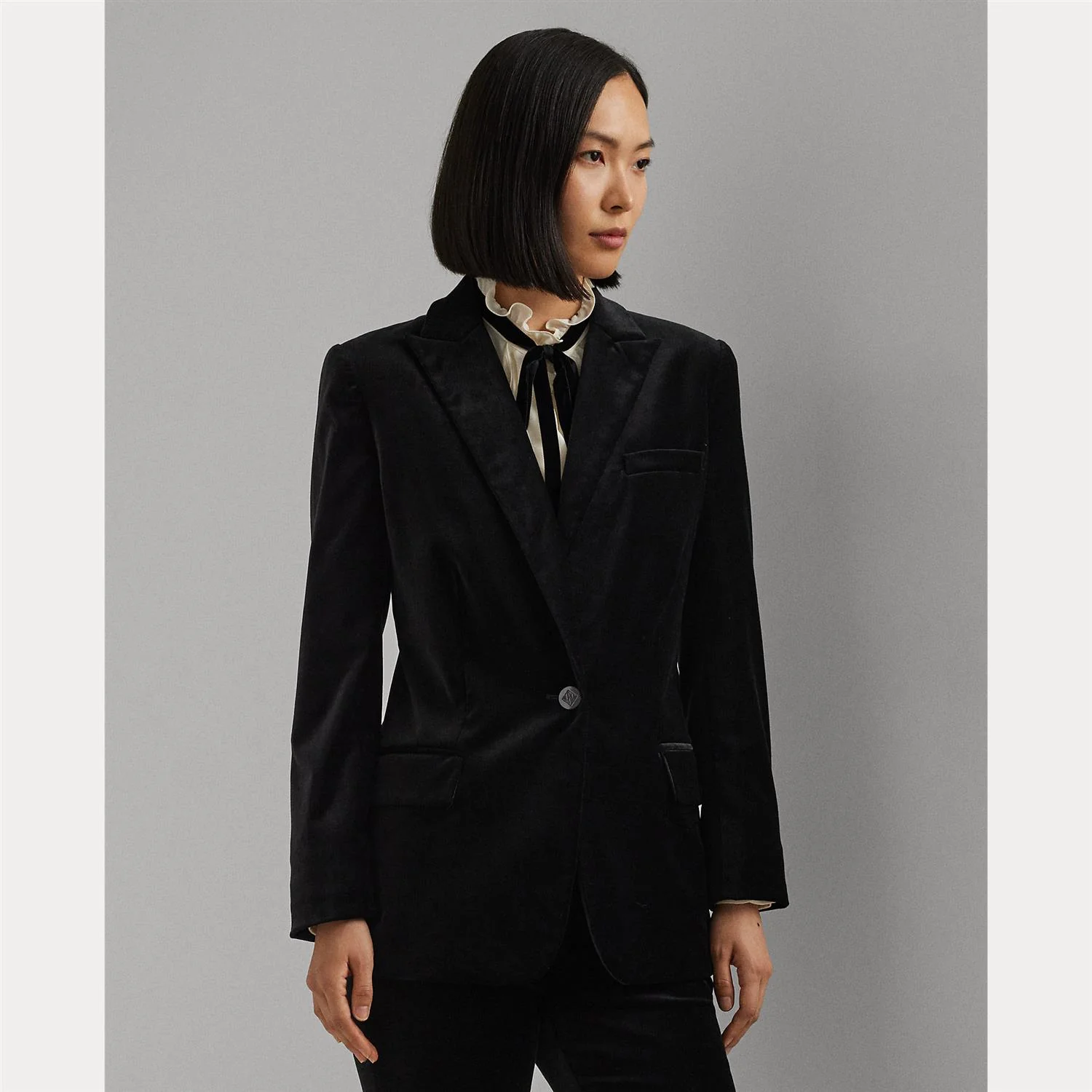 Sort Stretch Velvet Blazer - Image 2