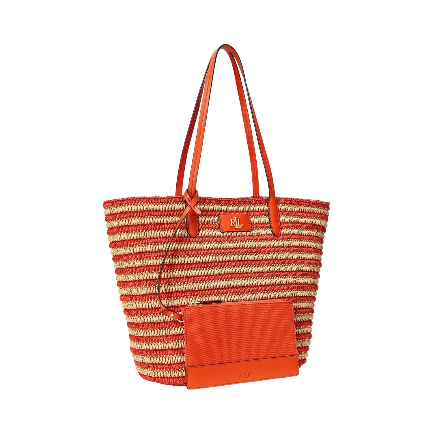 Striped Straw Large Brie Tote Bag - Image 2