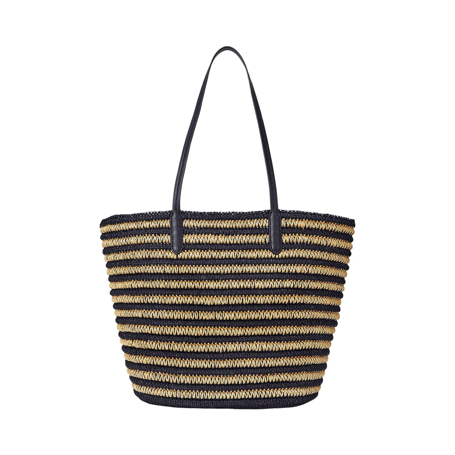 Striped Straw Large Brie Tote Bag - Image 4