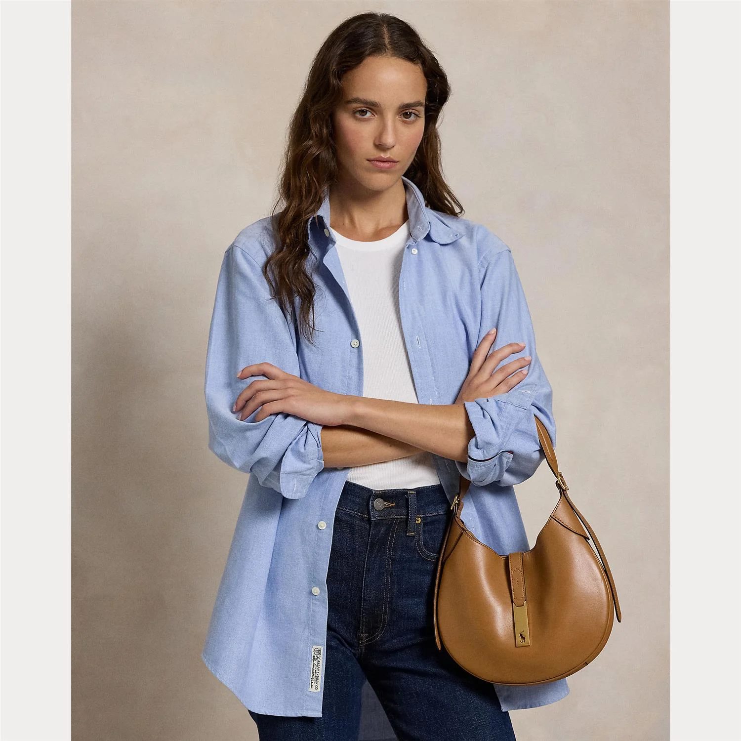 Tan Polo ID Leather Small Shoulder Bag - Image 2