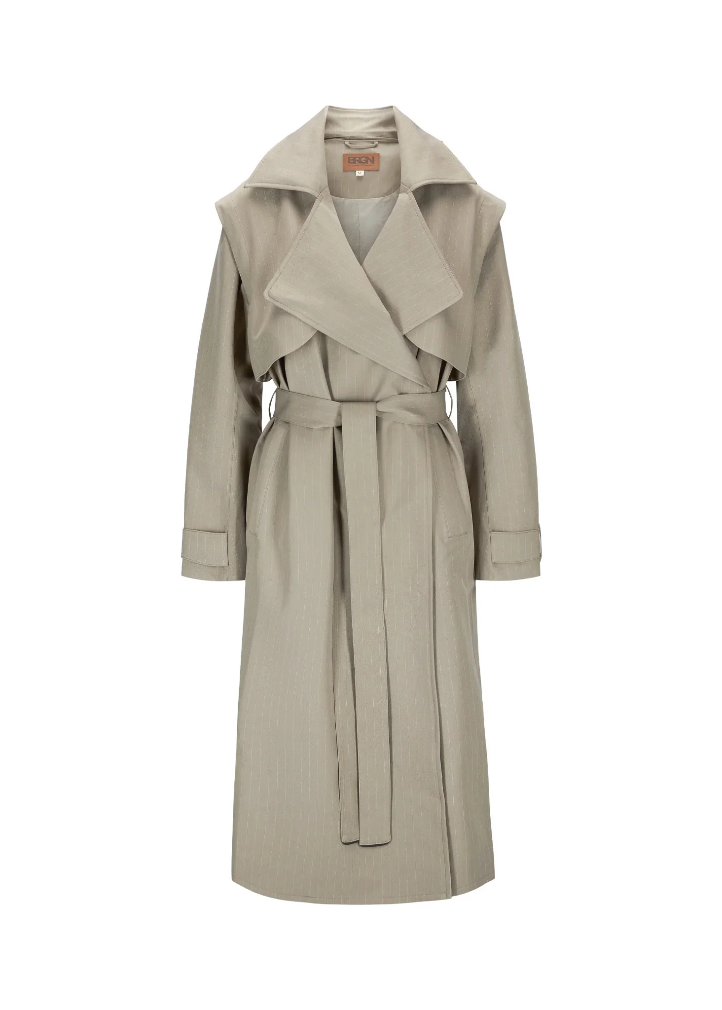 Taupe pinstripe Regndråpe Trench Coat