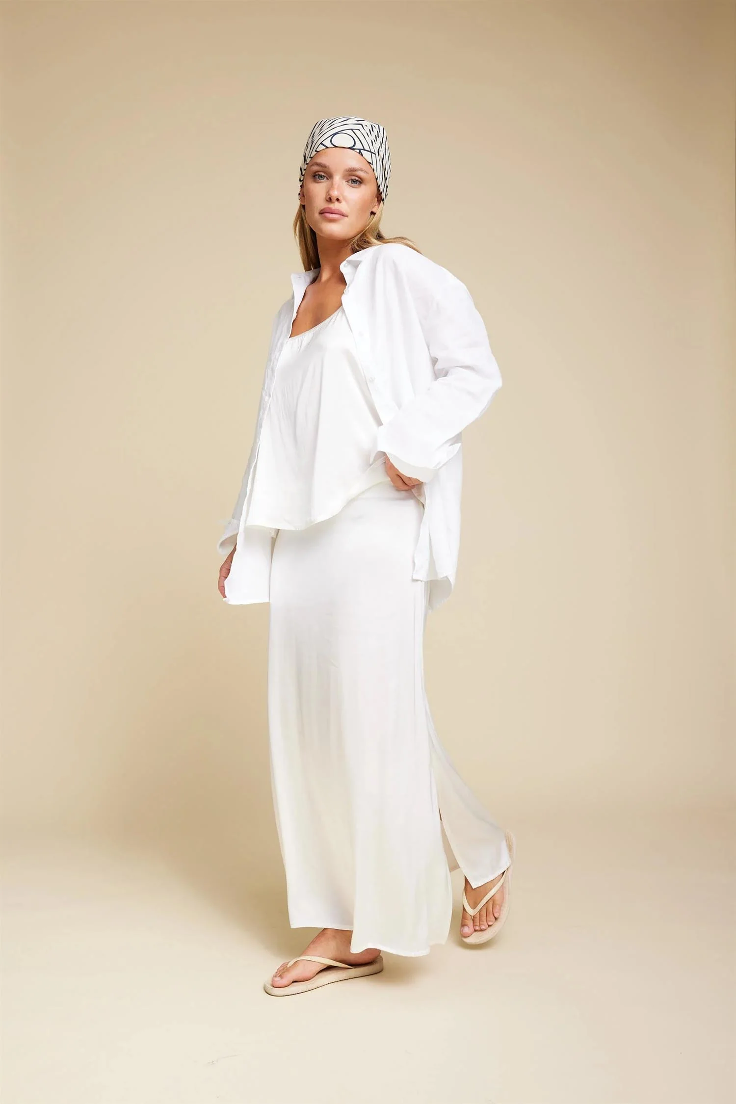 White Basic Linen Shirt - Image 2