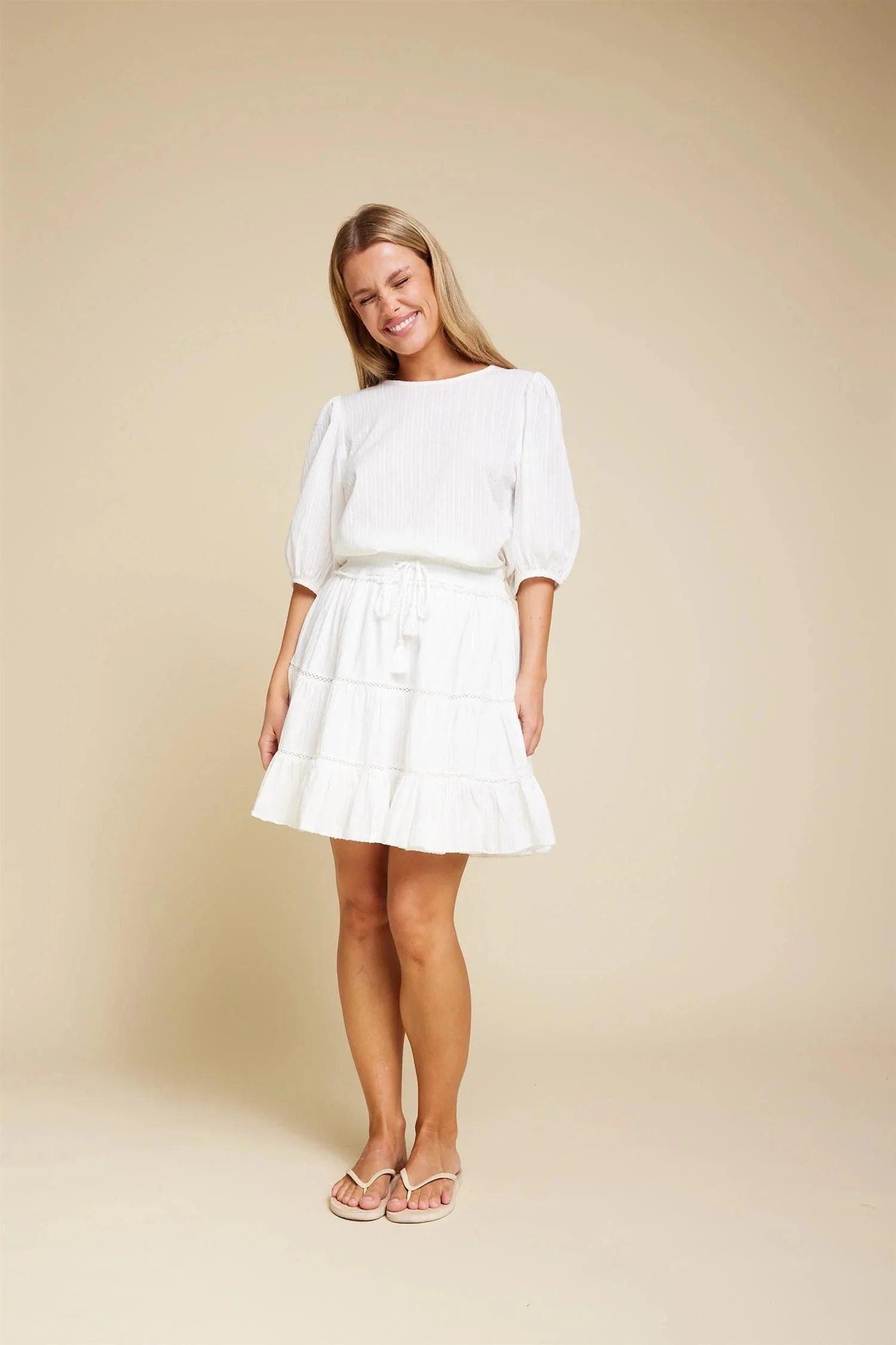 White Hutton Solid Skirt - Image 3