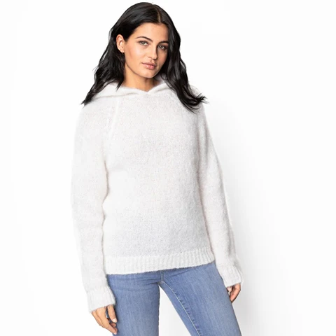 white Kid mohair Hooded jumper - Image 5
