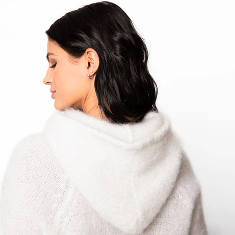 white Kid mohair Hooded jumper - Image 7