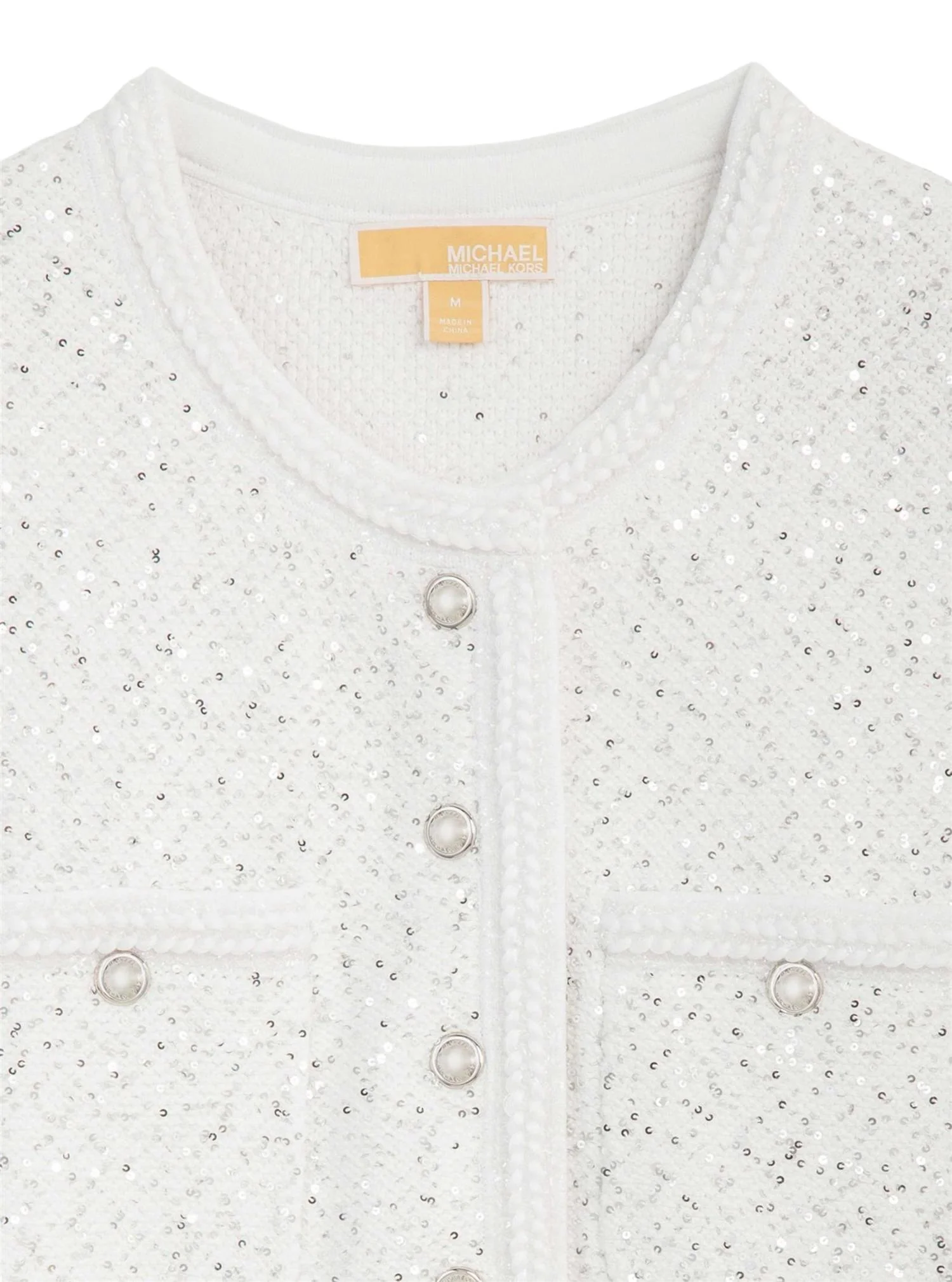 White/Silver Sequin Snap Jacket - Image 3